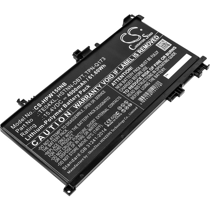 Li-Polymer Battery fits Hp, omen 15-ax200, omen 15-ax200na, omen 15-ax200nx 15.4V, 4000mAh Notebook & Laptop Cameron Sino Technology Limited