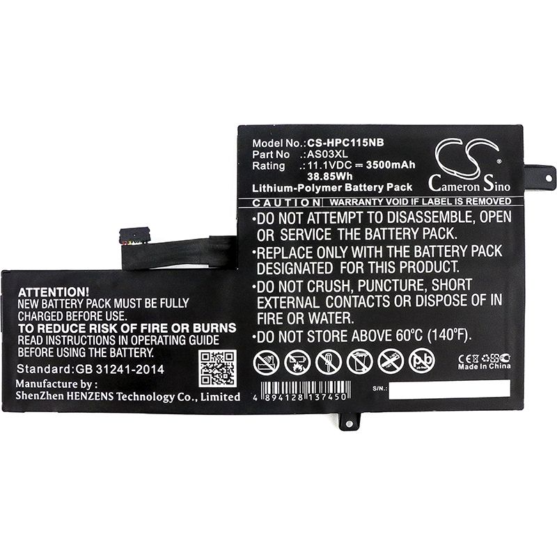 Li-Polymer Battery fits Hp, 1bs76ut, 1fx82utaba, 1fx83utaba 11.1V, 3500mAh Notebook & Laptop Cameron Sino Technology Limited