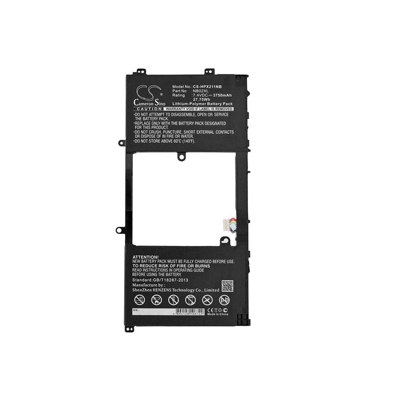 Li-Polymer Battery fits Hp, 11-h010nr, pavilion 11.6" X2, pavilion X2 7.4V, 3750mAh Notebook & Laptop Cameron Sino Technology Limited