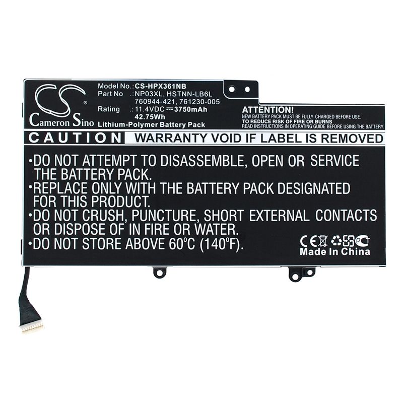 Li-Polymer Battery fits Hp, 15-u011dx, envy X360, envy X360 Touchsmart 11.4V, 3750mAh Notebook & Laptop Cameron Sino Technology Limited