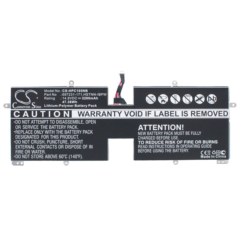 Li-Polymer Battery fits Hp, spectre Xt Touchsmart 15-4000eg, tpn-c105 14.8V, 3200mAh Notebook & Laptop Cameron Sino Technology Limited