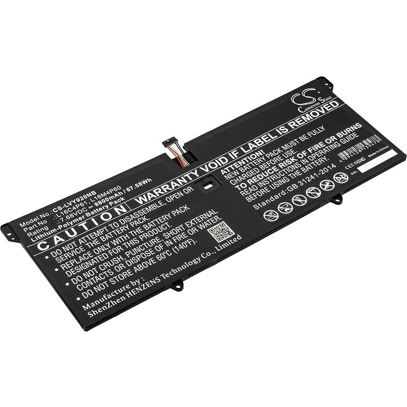 Li-polymer Battery Fits Lenovo, Yoga 920, Yoga 920-13ikb, Yoga 920-13ikb 80y7001pix 7.68v, 8800mah Notebook & Laptop Cameron Sino Technology Limited
