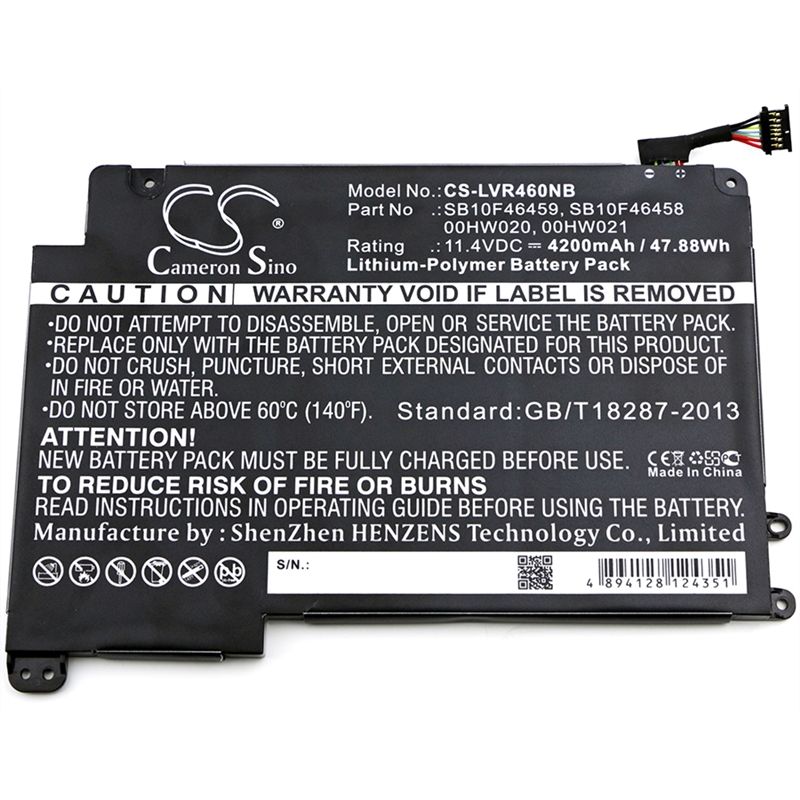 Li-polymer Battery Fits Lenovo, Thinkpad Yoga 460 11.4v, 4200mah Notebook & Laptop Cameron Sino Technology Limited