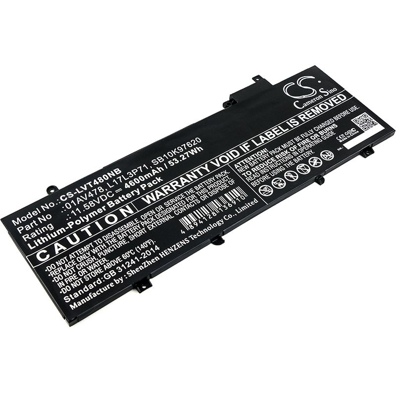Li-polymer Battery Fits Lenovo, Thinkpad T480s, Thinkpad T480s 20l7002lcd, Thinkpad T480s 20l7002xcd 11.58v, 4600mah Notebook & Laptop Cameron Sino Technology Limited