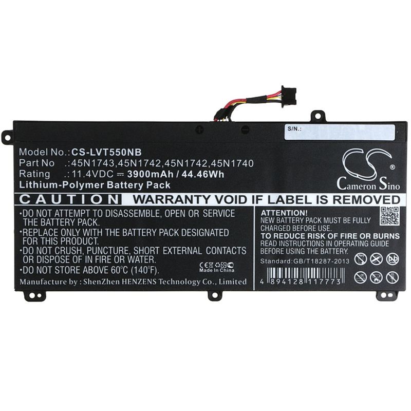 Li-Polymer Battery fits Lenovo, thinkpad T550, thinkpad T550 15.5", thinkpad T550 I7-5600u 11.4V, 3900mAh Notebook & Laptop Cameron Sino Technology Limited