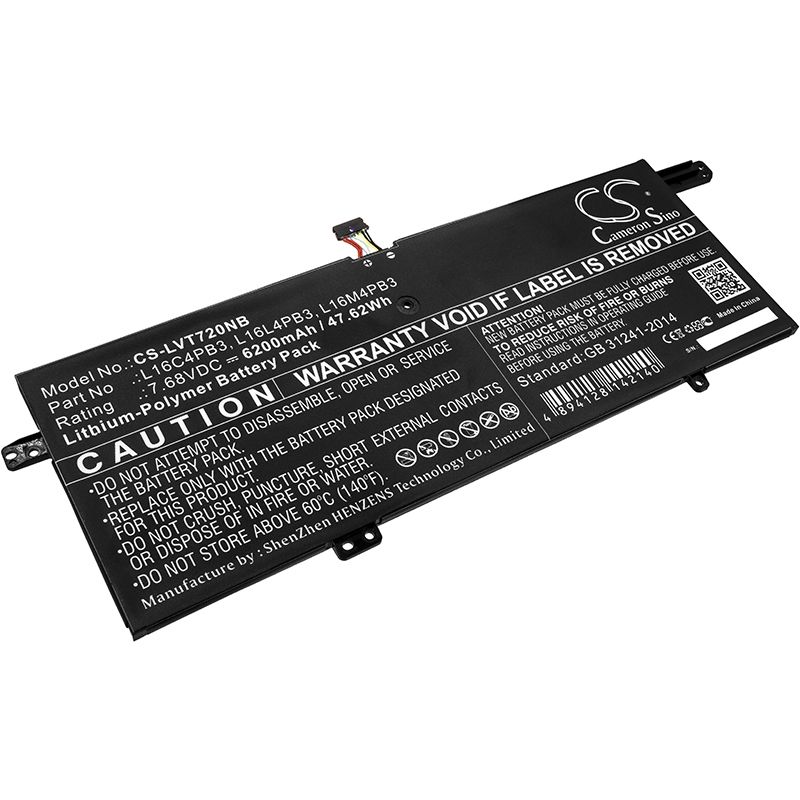 Li-Polymer Battery fits Lenovo, ideapad 720s, ideapad 720s-13, ideapad 720s-13arr 7.68V, 6200mAh Notebook & Laptop Cameron Sino Technology Limited