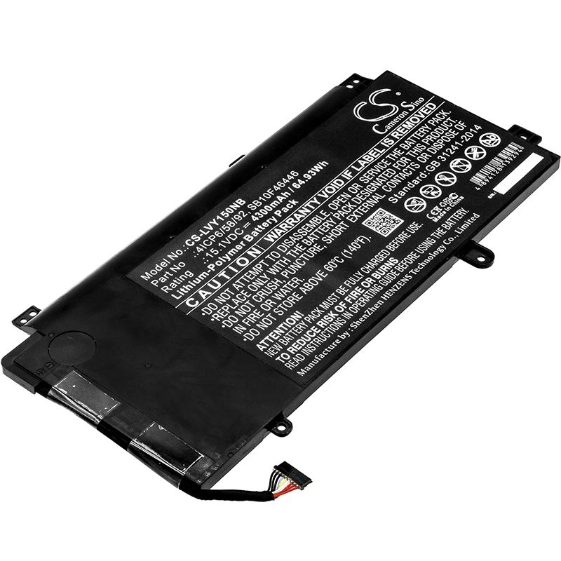 Li-Polymer Battery fits Lenovo, 20dq001kus, thinkpad Yoga 15 15.1V, 4300mAh Notebook & Laptop Cameron Sino Technology Limited