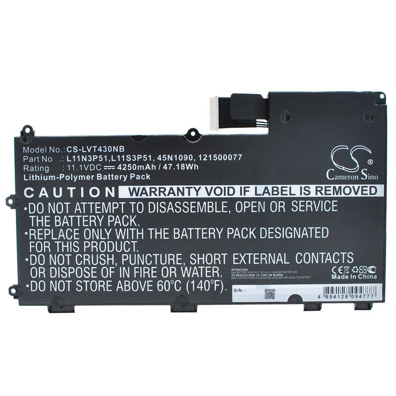 Li-polymer Battery Fits Lenovo, Thinkpad T430u 11.1v, 4250mah Notebook & Laptop Cameron Sino Technology Limited