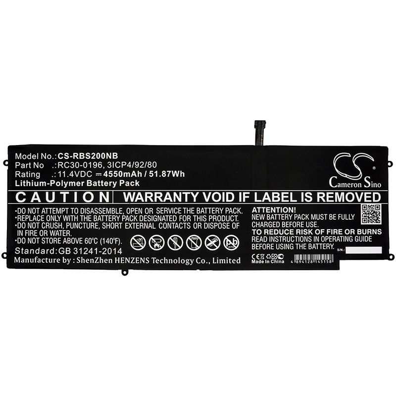 Li-polymer Battery Fits Razer, Blade Stealth 2016 Rz09-01962w11, Blade Stealth 2016 V2, Blade Stealth 2017 I7-7500u 11.4v, 4550m Notebook & Laptop Cameron Sino Technology Limited