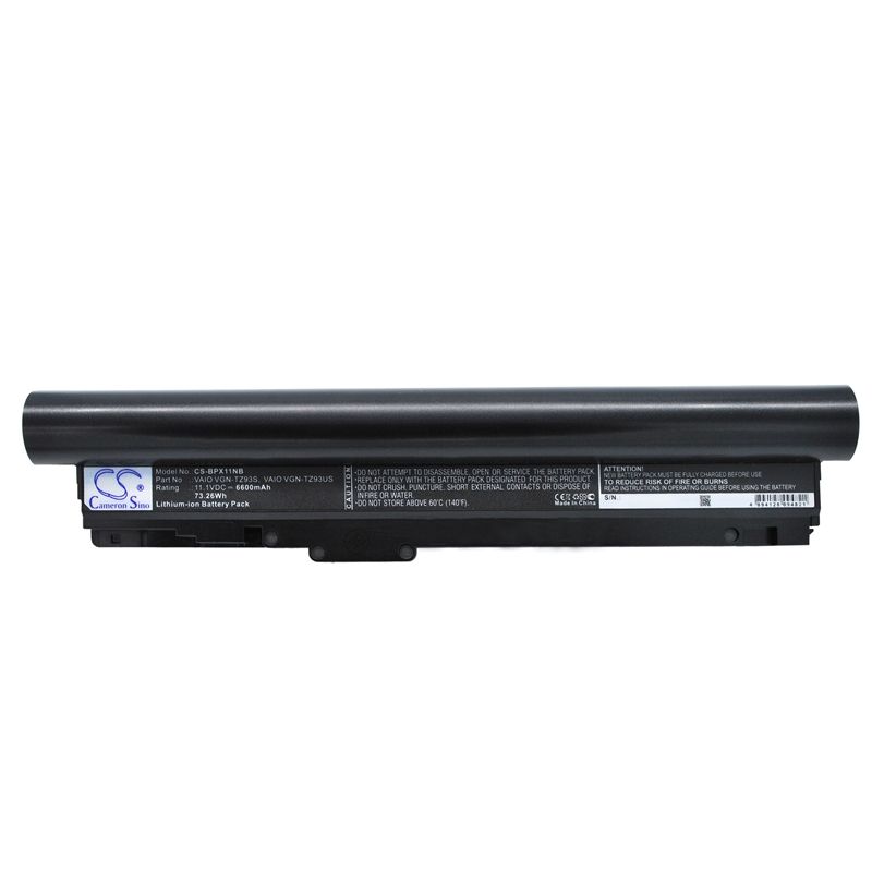 Li-ion Battery fits Sony, vaio Vgn-tz11mn/n, vaio Vgn-tz11vn/x, vaio Vgn-tz11xn/b 11.1V, 6600mAh Notebook & Laptop Cameron Sino Technology Limited