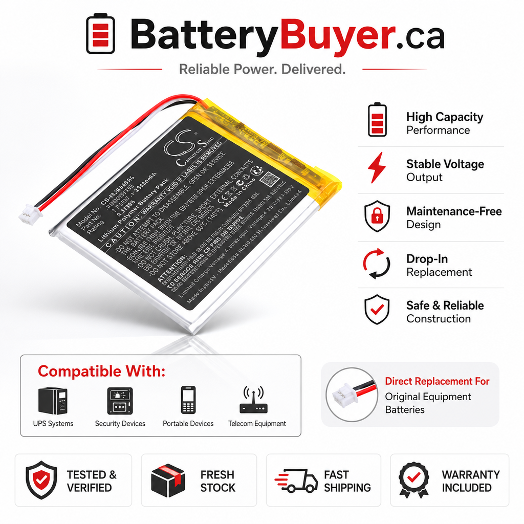 3.7V, Li-Polymer, 2500mAh, Battery fits HelloBaby HB40 Monitor, HB50 Monitor, 9.25Wh BabyPhone Cameron Sino Technology Limited