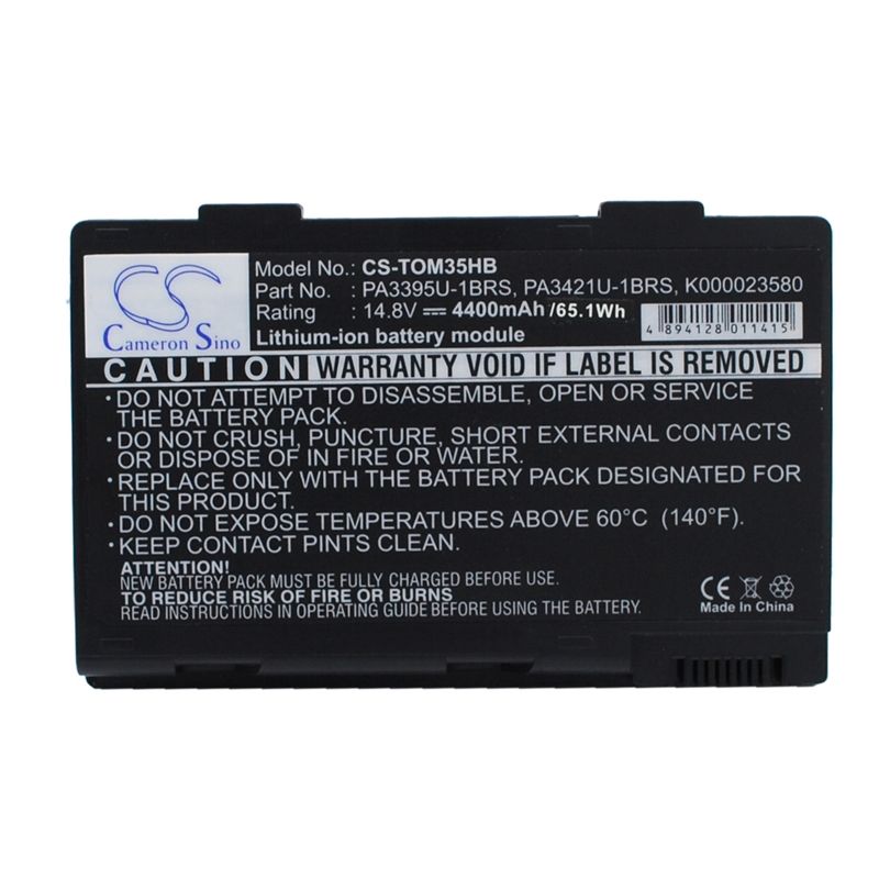 Li-ion Battery fits Toshiba, satellite M30x, satellite M30x-104, satellite M30x-105 14.8V, 4400mAh Notebook & Laptop Cameron Sino Technology Limited