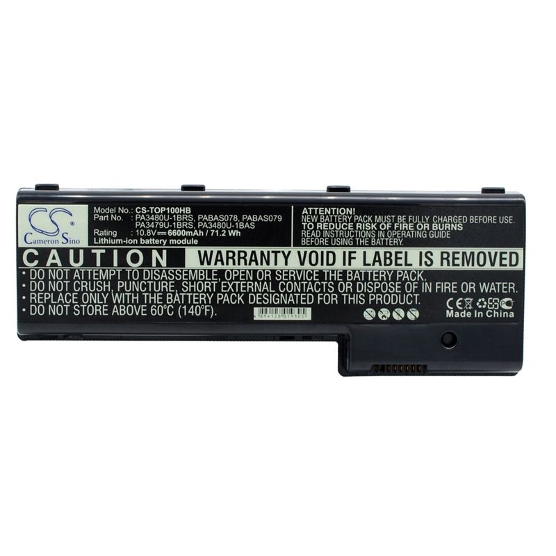 Li-ion Battery fits Toshiba, satellite P100 Series, satellite P100-102, satellite P100-103 10.8V, 6600mAh Notebook & Laptop Cameron Sino Technology Limited