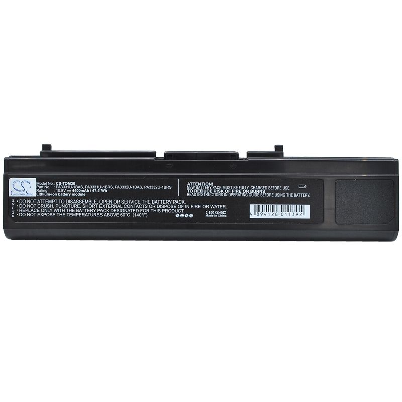 Li-ion Battery fits Toshiba, satellite M30, satellite M30-001, satellite M30-00k 10.8V, 4400mAh Computer Cameron Sino Technology Limited (Suspended)