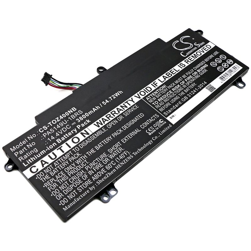 Li-ion Battery fits Toshiba, tecra Z40-a-10k, tecra Z40-a-10t, tecra Z40-a-10x 14.4V, 3800mAh Notebook & Laptop Cameron Sino Technology Limited