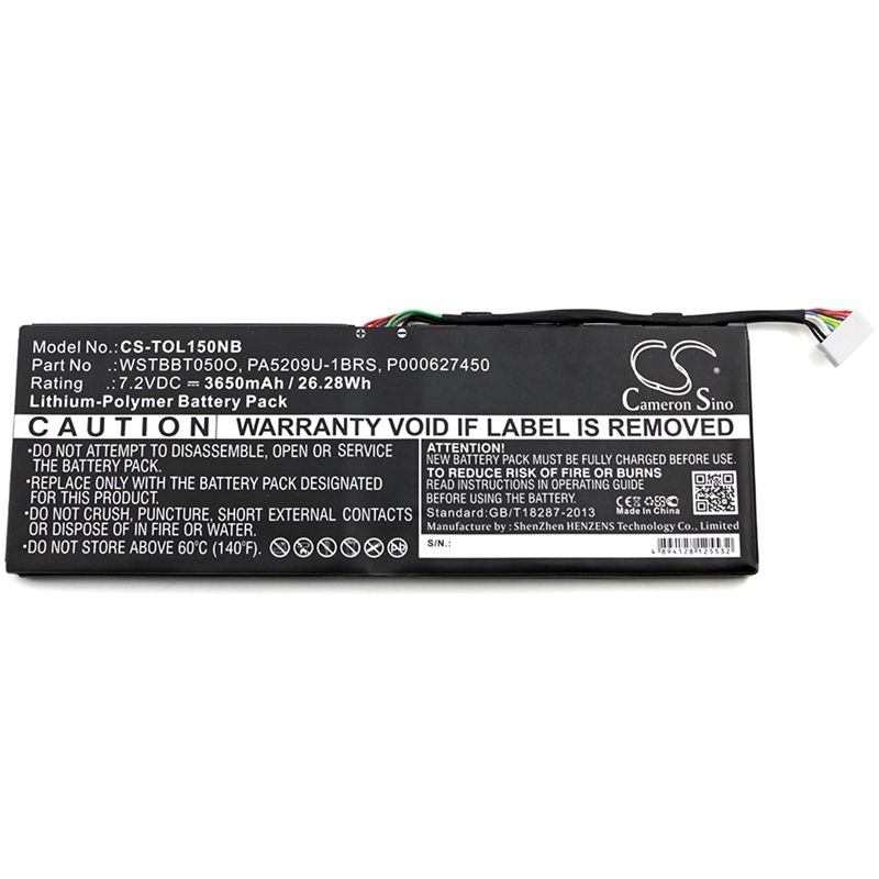 Li-Polymer Battery fits Toshiba, satellite L10t, satellite L10w, satellite L10w-b 7.2V, 3650mAh Notebook & Laptop Cameron Sino Technology Limited