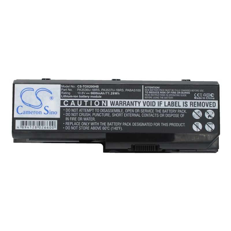 Li-ion Battery fits Toshiba, equium P200, equium P200-178, equium P200-1ed 10.8V, 6600mAh Notebook & Laptop Cameron Sino Technology Limited