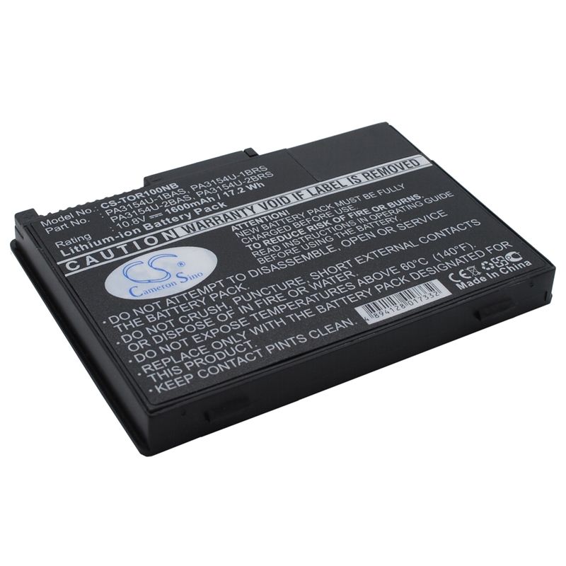 Li-ion Battery fits Toshiba, portege 2000, portege 2010, portege R100 10.8V, 1600mAh Notebook & Laptop Cameron Sino Technology Limited