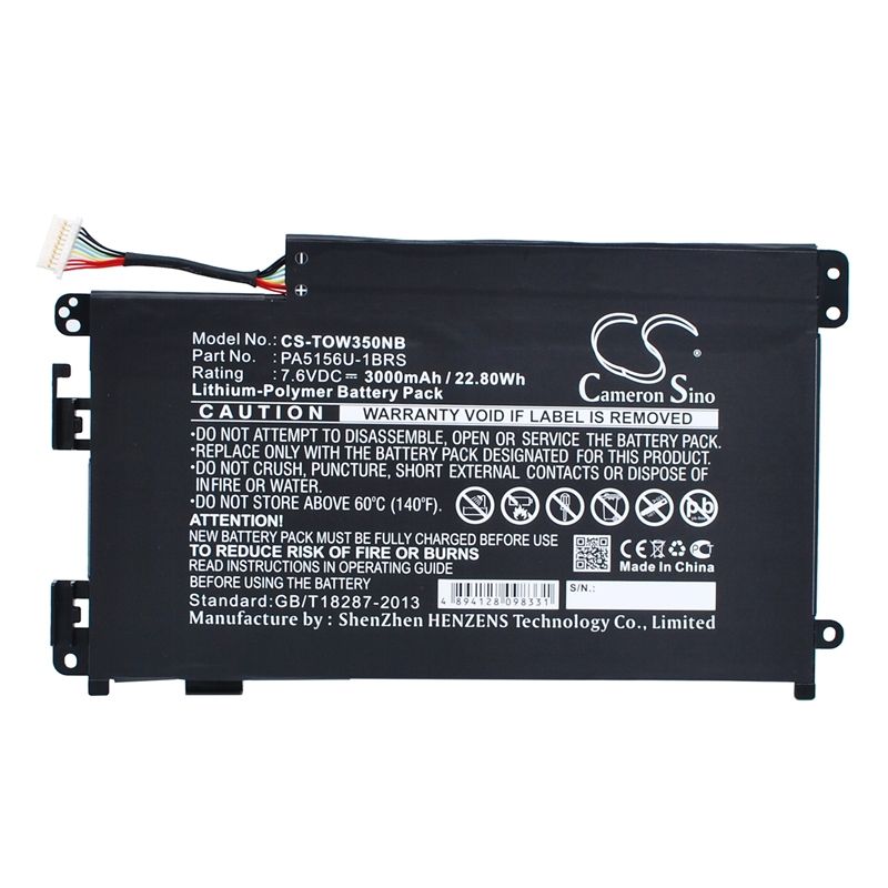Li-Polymer Battery fits Toshiba, click W35, click W35 13.3", click W35dt 7.6V, 3000mAh Computer Cameron Sino Technology Limited (Suspended)