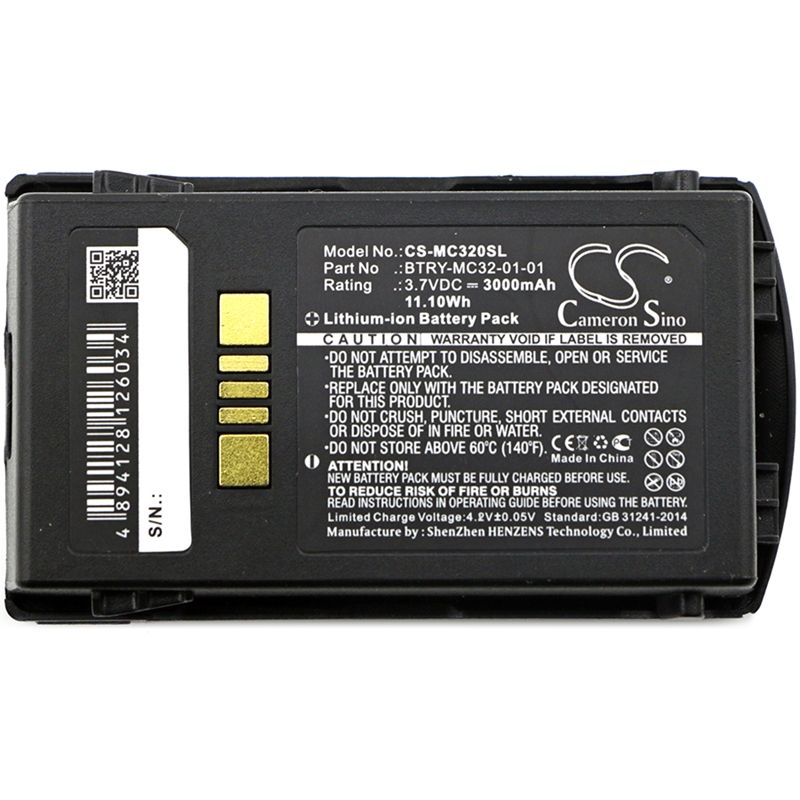 Li-ion Battery fits Motorola, Mc3200, Mc32n0, Zebra 3.7V, 3000mAh Barcode Scanner Cameron Sino Technology Limited