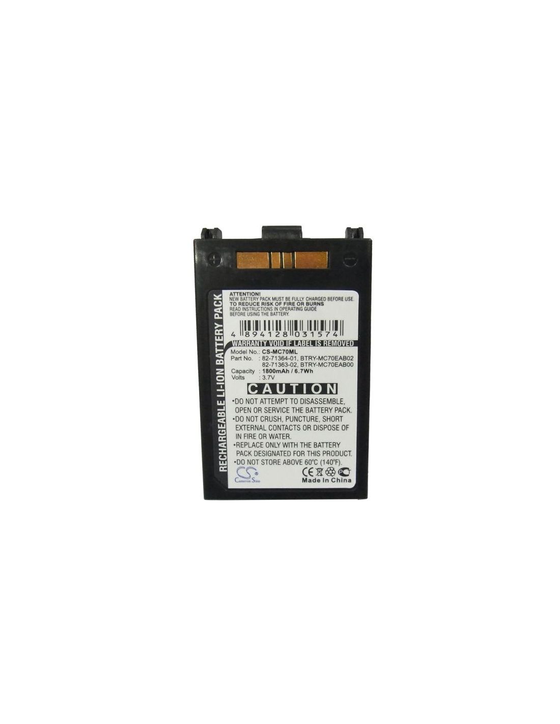 Li-ion Battery Fits Symbol, Mc70, Mc7004, Mc7090 3.7v, 1800mah Barcode Scanner Cameron Sino Technology Limited
