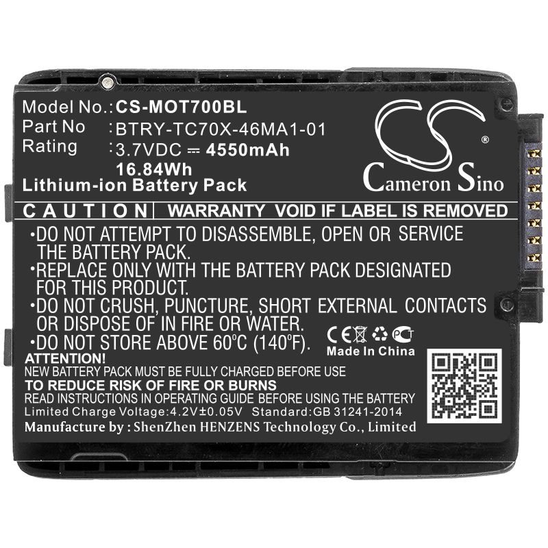 Li-ion Battery fits Motorola, Tc70, Tc75 3.7V, 4550mAh Barcode Scanner Cameron Sino Technology Limited