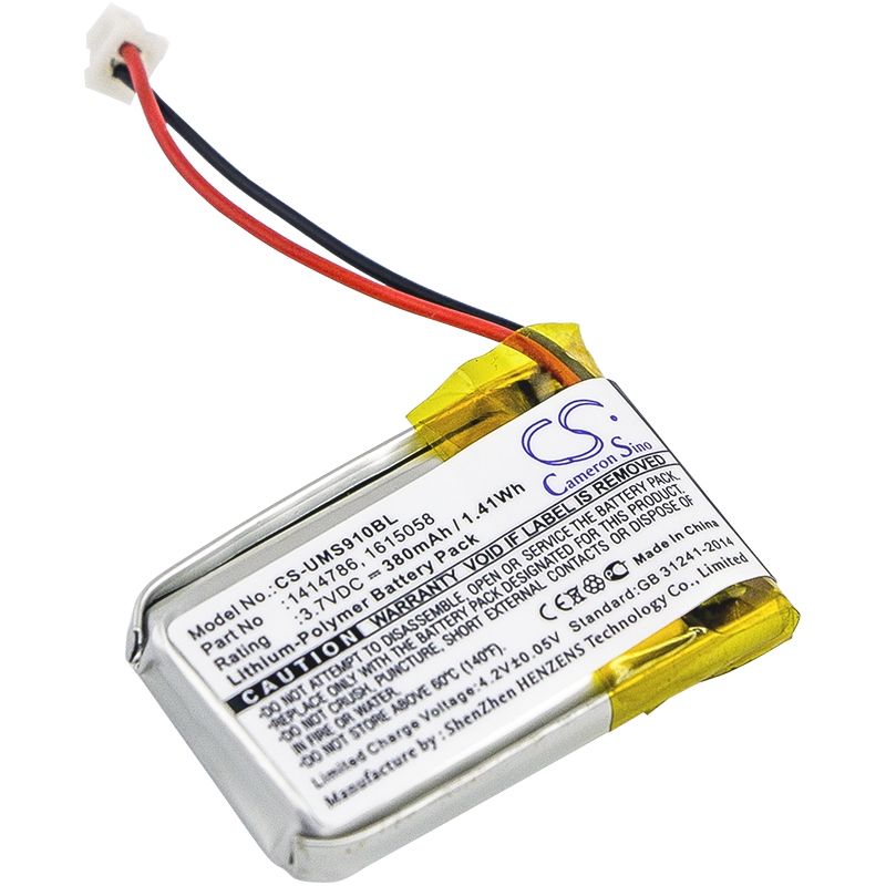 Li-Polymer Battery fits Unitech, Ms910, Ms910-cubb00-sg, Ms910-cubb00-tg 3.7V, 380mAh Barcode Scanner Cameron Sino Technology Limited