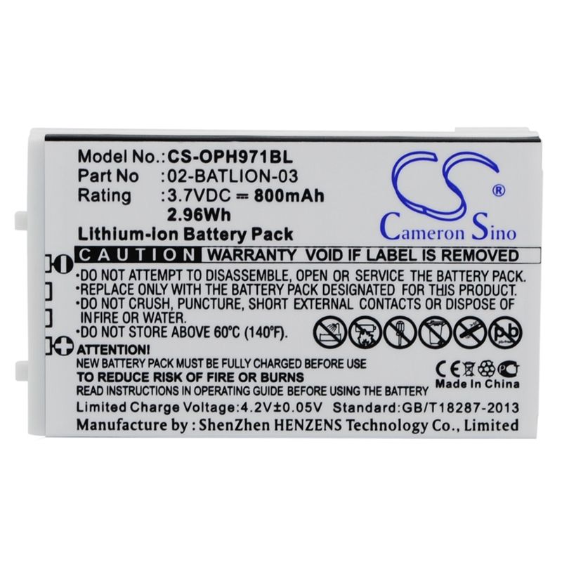 Li-ion Battery fits Opticon, Opl-7724, Opl-7734, Opl-9700 3.7V, 800mAh Barcode Scanner Cameron Sino Technology Limited
