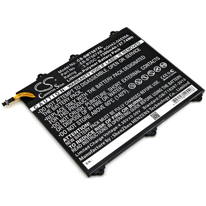 Li-polymer Battery Fits Samsung, Galaxy Tab E 9.6 Xlte, Sm-t560nu, Sm-t567 3.8v, 7300mah Tablet Cameron Sino Technology Limited