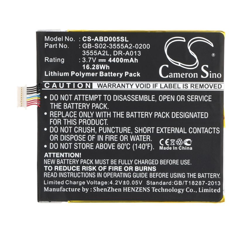 Li-polymer Battery Fits Amazon, D01400, Kindle Fire 3.7v, 4400mah Tablet Cameron Sino Technology Limited (Suspended)