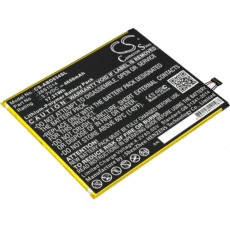 Li-Polymer Battery fits Amazon, Kindle Fire 8 7 Generation, Kindle Fire 8.7, Sx0340t 3.7V, 4650mAh Tablet Cameron Sino Technology Limited