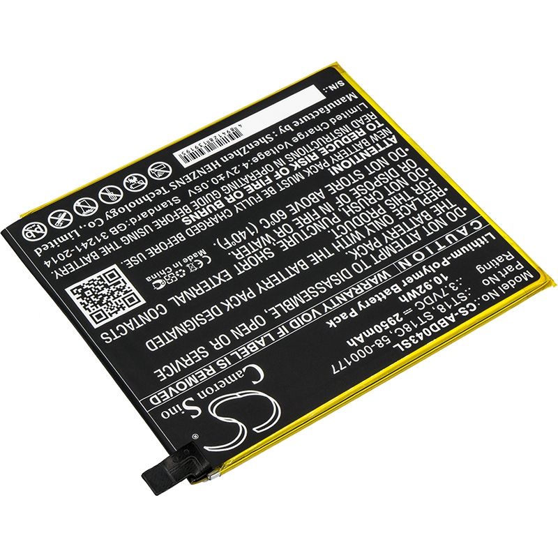 Li-Polymer Battery fits Amazon, B01gew27da, Kindle Fire 7", Kindle Fire 7th Generation 2017 3.7V, 2950mAh Tablet Cameron Sino Technology Limited