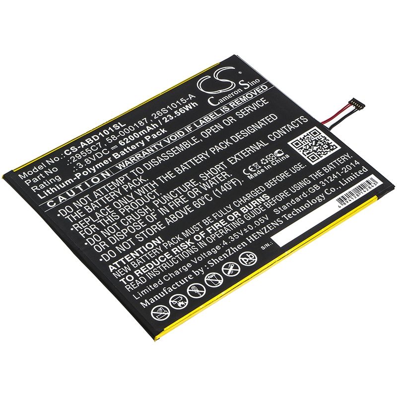 Li-polymer Battery Fits Amazon, Kindle Fire Hd 10.1, Kindle Fire Hd 10.1 7th, Sl056ze 3.8v, 6200mah Tablet Cameron Sino Technology Limited