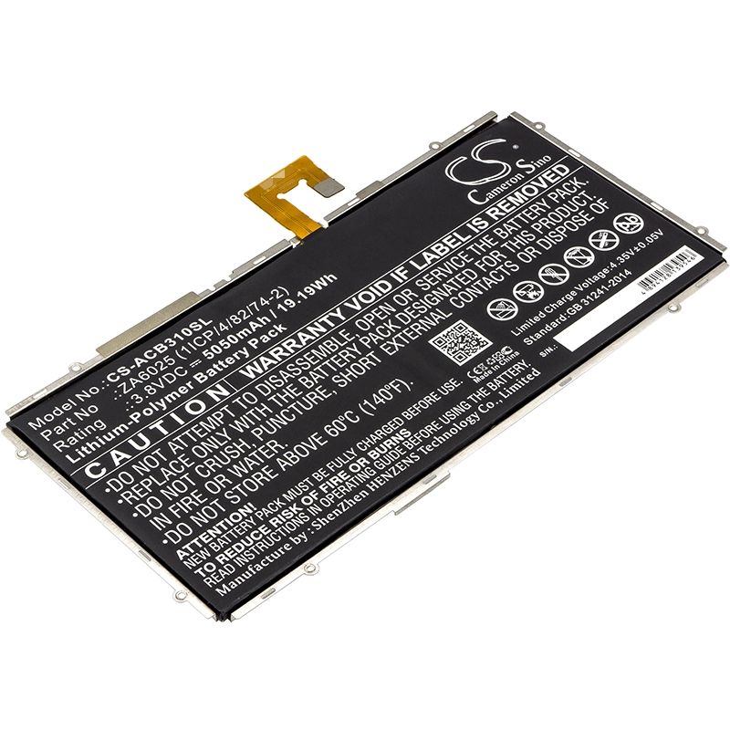 Li-Polymer Battery fits Acer, B3-a10-k154, B3-a10-k3bf, Iconia One 10 B3-a10 3.8V, 5050mAh Computer Cameron Sino Technology Limited