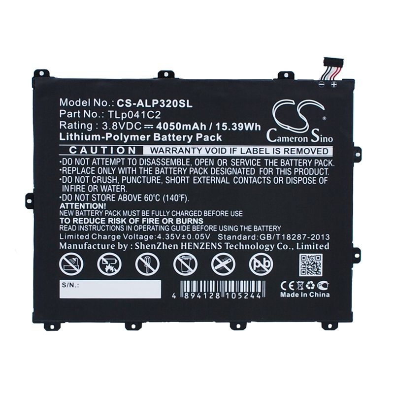 Li-polymer Battery Fits Alcatel, One Touch Hero 8, One Touch Pop 8, Ot-9020a 3.8v, 4050mah Tablet Cameron Sino Technology Limited