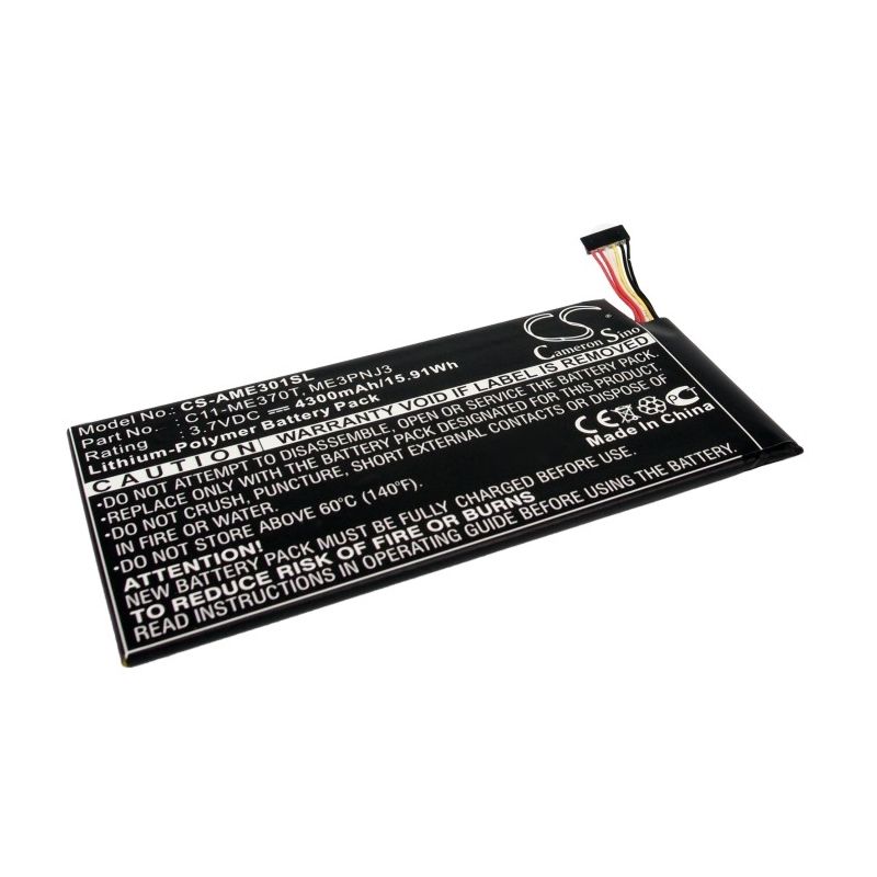 Li-polymer Battery Fits Asus, Me370t, Memo Pad Me370t, Memo Pad Me370t 16gb 3.7v, 4300mah Tablet Cameron Sino Technology Limited