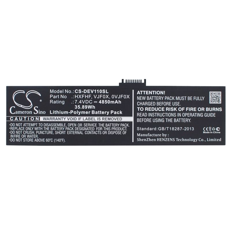 Li-polymer Battery Fits Dell, Pro11i-2501blk, V11p7130, Venue 11 Pro 7.4v, 4850mah Tablet Cameron Sino Technology Limited
