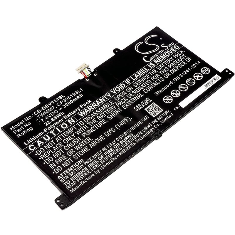 Li-Polymer Battery fits Dell, Cfc6c, D1r74, Venue 11 Pro Keyboard Dock 7.4V, 3200mAh Tablet Cameron Sino Technology Limited