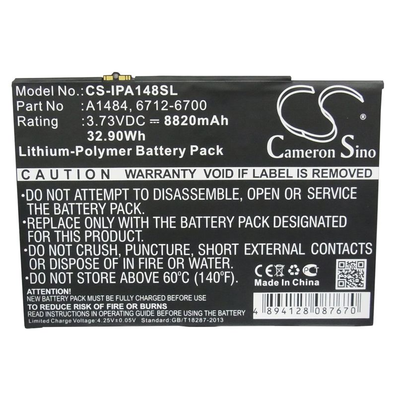 Li-polymer Battery Fits Apple, A1474, A1475, A1893 3.73v, 8820mah Tablet Cameron Sino Technology Limited