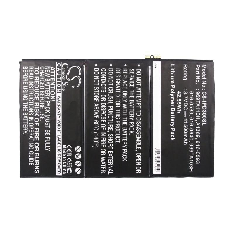Li-polymer Battery Fits Apple, A1389, Ipad 3, Ipad 3 16gb Wi-fi 3.7v, 11500mah Tablet Cameron Sino Technology Limited