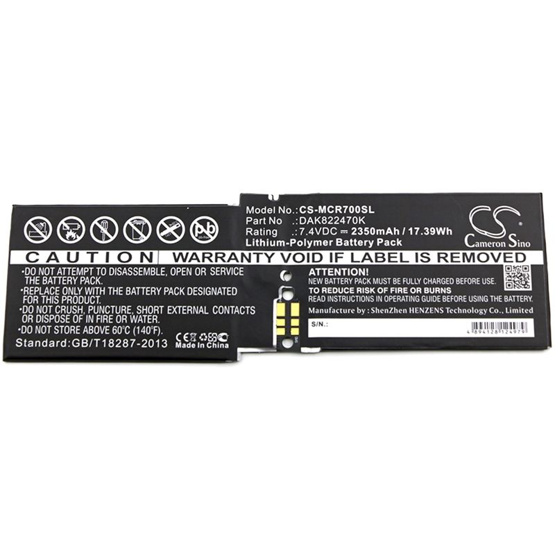 Li-Polymer Battery fits Microsoft, Cr7-00005, Surface Cr7 13.5" 7.4V, 2350mAh Tablet Cameron Sino Technology Limited
