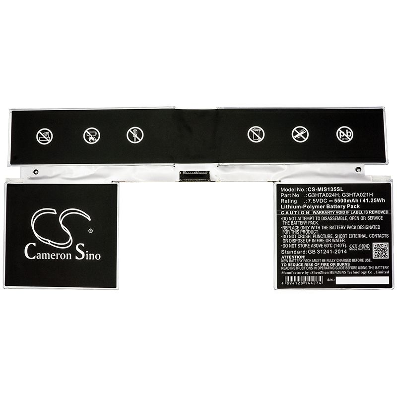 Li-polymer Battery Fits Microsoft, Surface113.5", Surface213.5", Surface213.5"1703 7.5v, 5500mah Tablet Cameron Sino Technology Limited