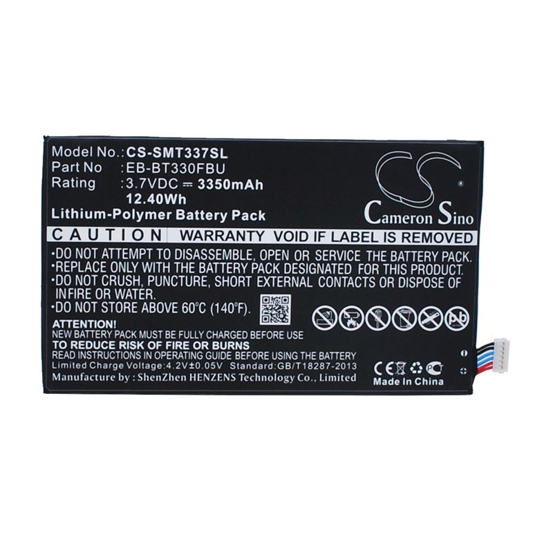 Li-polymer Battery Fits Samsung, Galaxy Tab 4 8.0, Galaxy Tab4 8.0", Sm-t330nu 3.7v, 3350mah Tablet Cameron Sino Technology Limited
