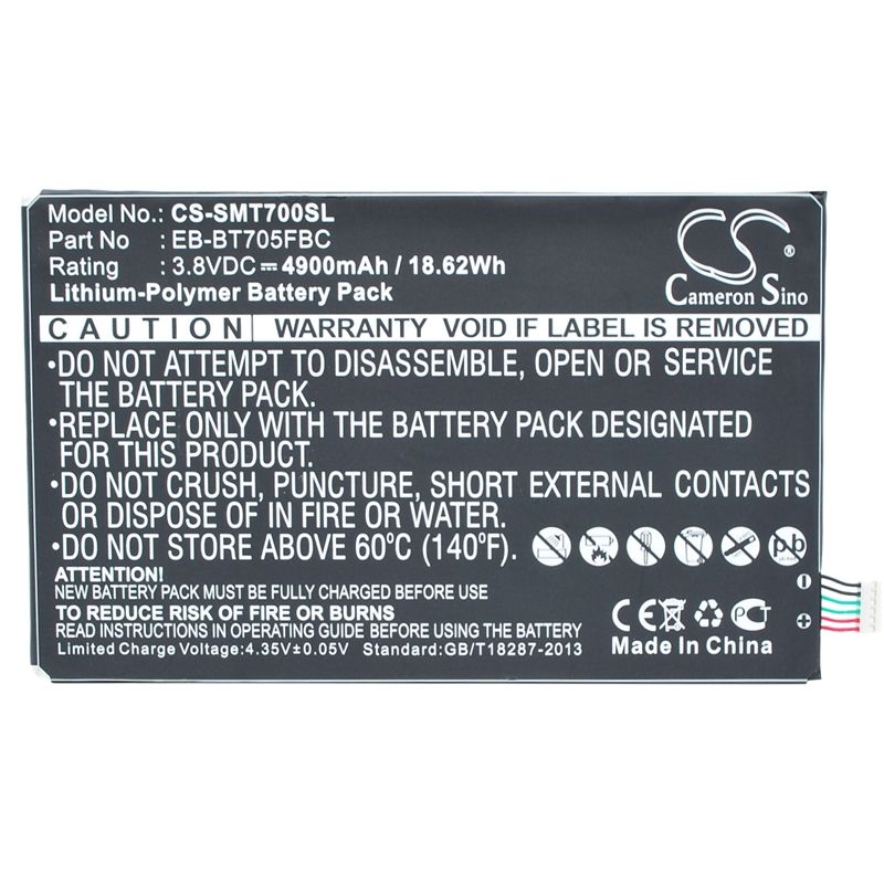 Li-polymer Battery Fits Samsung, Galaxy Tab S 8.4, Galaxy Tab S 8.4 Wifi, Klimt 3.8v, 4900mah Tablet Cameron Sino Technology Limited