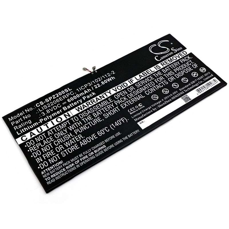 Li-polymer Battery Fits Sony, Castor, Sgp511, Sgp512 3.8v, 6000mah Tablet Cameron Sino Technology Limited