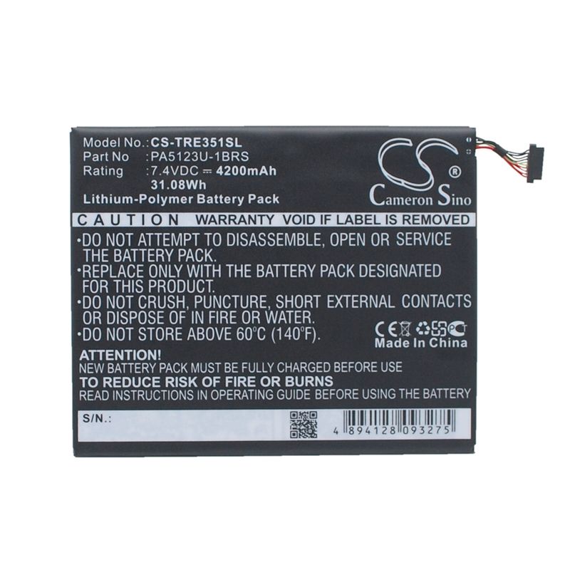 Li-Polymer Battery fits Toshiba, At10le-a-108, At15le-a32, Excite Pro 7.4V, 4200mAh Computer Cameron Sino Technology Limited (Suspended)