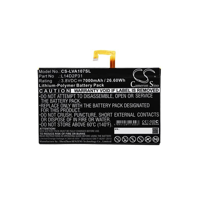 Li-Polymer Battery fits Lenovo, A10-70, A10-70f, A10-70l 3.8V, 7000mAh Tablet Cameron Sino Technology Limited
