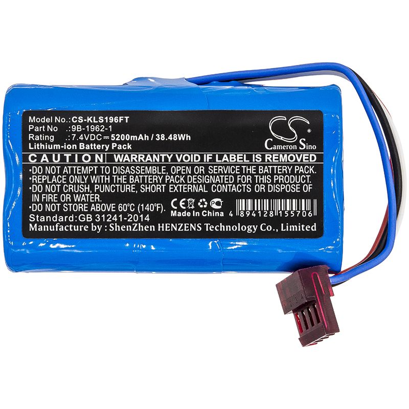 Li-ion Battery fits Koehler, 7610, 7611 7.4V, 5200mAh Flashlight Cameron Sino Technology Limited