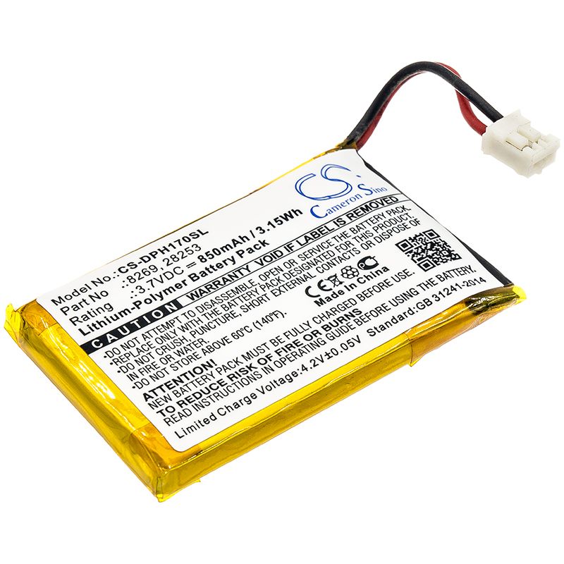 Li-Polymer Battery fits Marmitek, 210, Doorphone 170 3.7V, 850mAh Home Security Camera Cameron Sino Technology Limited