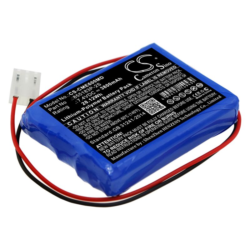 Li-Polymer Battery fits Contec, Ecg-600g 7.4V, 3800mAh Medical Cameron Sino Technology Limited